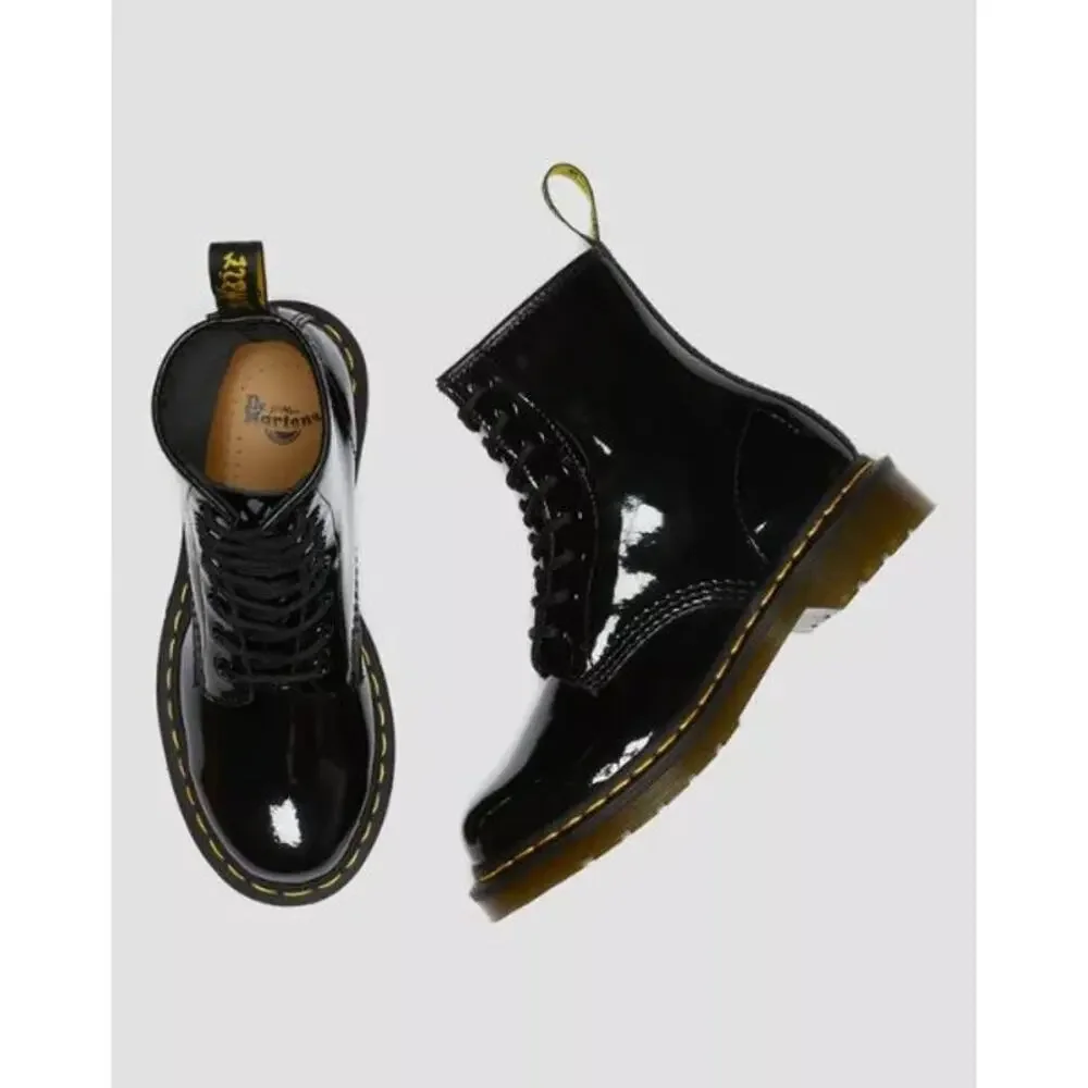 NEW Dr. Martens 1460 Patent Leather Lace Up Combat Boots Black Women's Size 6 - Picture 6 of 13